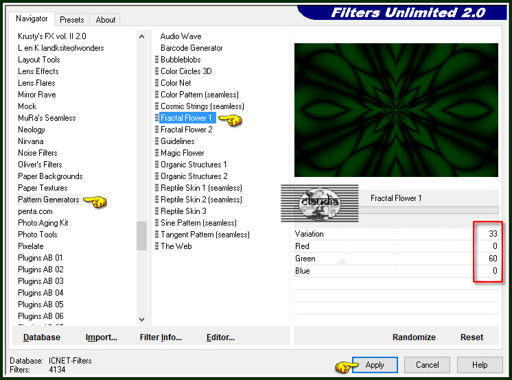 Effecten - Insteekfilters - <I.C.NET Software> - Filters Unlimited 2.0 - Pattern Generators - Fractal Flower 1 