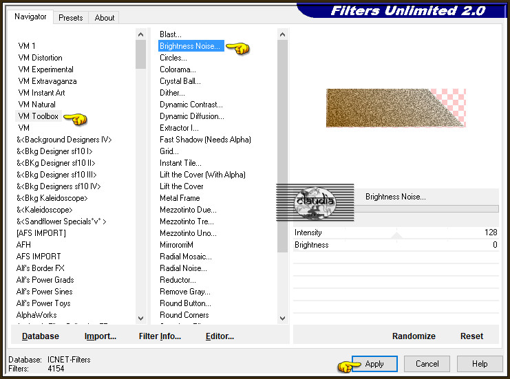 Effecten - Insteekfilters - <I.C.NET Software> - Filters Unlimited 2.0 - VM Toolbox - Brightness Noise