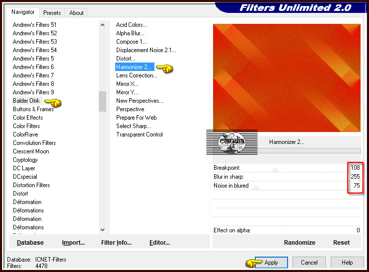 Effecten - Insteekfilters - <I.C.NET Software> - Filters Unlimited 2.0 - Balder Olrik - Harmonizer 2