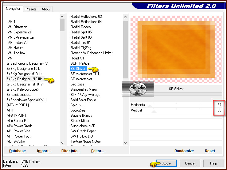 Effecten - Insteekfilters - <I.C.NET Software> - Filters Unlimited 2.0 - &<Bkg Designer sf10 III> - SE Shiver
