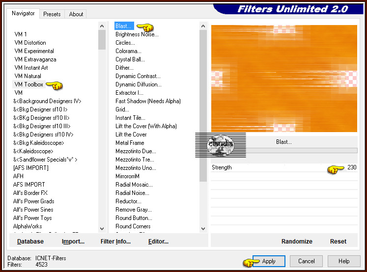 Effecten - Insteekfilters - <I.C.NET Software> - Filters Unlimited 2.0 - VM Toolbox - Blast