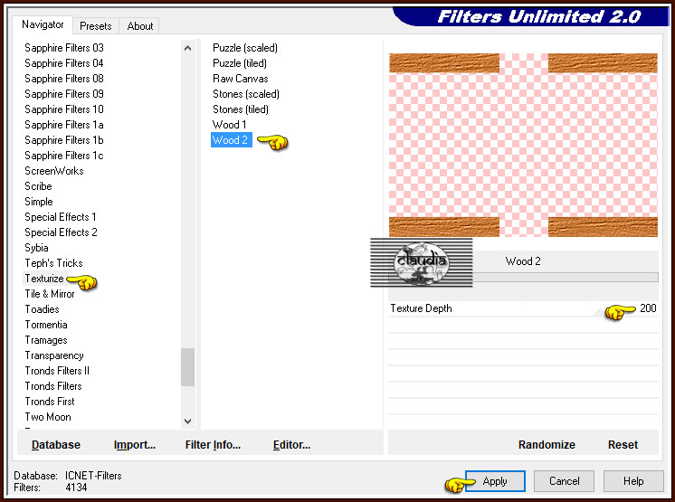Effecten - Insteekfilters - <I.C.NET Software> - Filters Unlimited 2.0 - Texturize - Wood 2