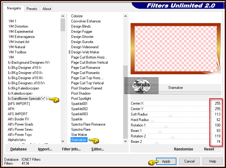Effecten - Insteekfilters - <I.C.NET Software> - Filters Unlimited 2.0 - &<Sandflower Specials °v°> - Starmaker