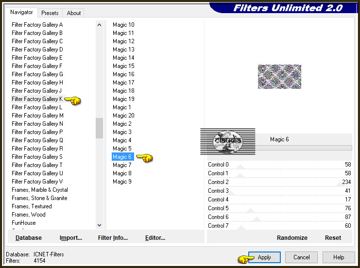Effecten - Insteekfilters - <I.C.NET Software> - Filters Unlimited 2.0 - Filter Factory Gallery K - Magic 6