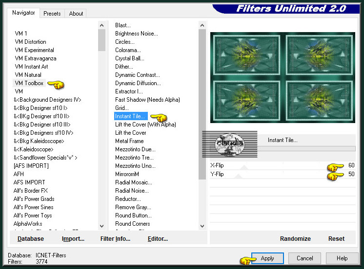 Effecten - Insteekfilters - <I.C.NET Software> - Filters Unlimited 2.0 - VM Toolbox - Instant Tile