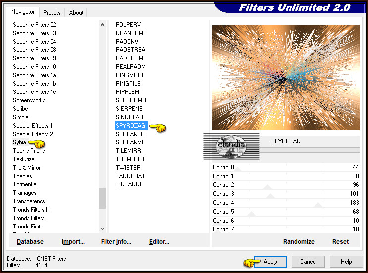 Effecten - Insteekfilters - <I.C.NET Software> - Filters Unlimited 2.0 - Sybia - SPYROZAG