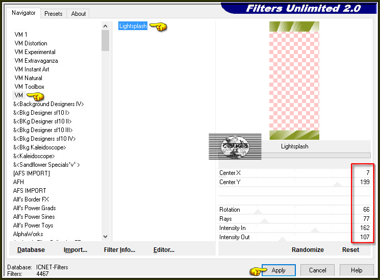Effecten - Insteekfilters - <I.C.NET Software> - Filters Unlimited 2.0 - VM Lightsplash 