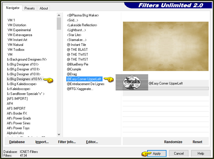 Effecten - Insteekfilters - <I.C.NET Software> - Filters Unlimited 2.0 - &<Bkg Designers sf10 IV> - Easy Corner Upper Left 