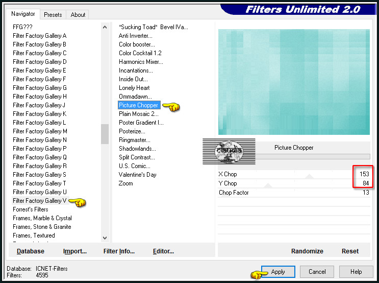 Effecten - Insteekfilters - <I.C.NET Software> - Filters Unlimited 2.0 - Filter Factory Gallery V - Picture Chopper