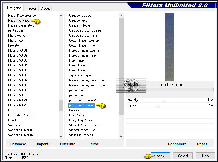 Effecten - Insteekfilters - <I.C.NET Software> - Filters Unlimited 2.0 - Paper Textures - papier kazy jeans