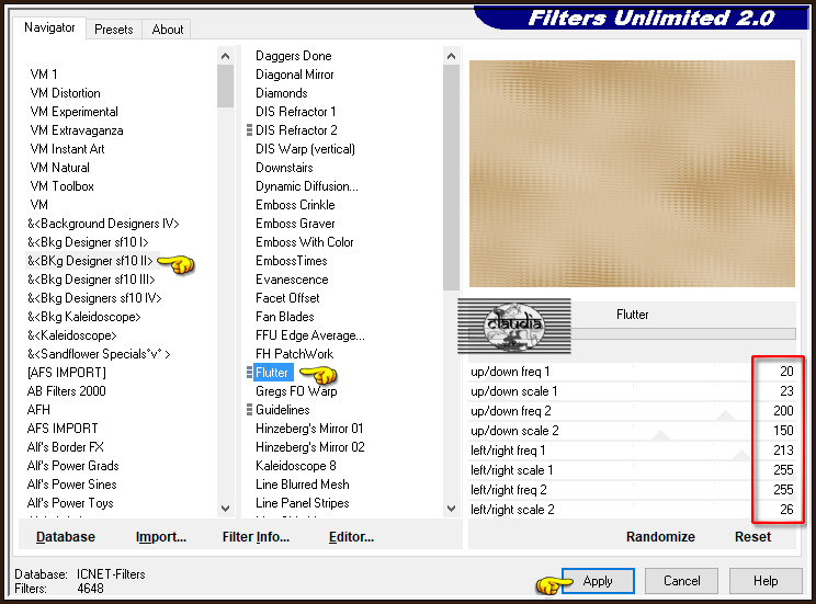 Effecten - Insteekfilters - <I.C.NET Software> - Filters Unlimited 2.0 - &<BKg Designer sf10 II> - Flutter :