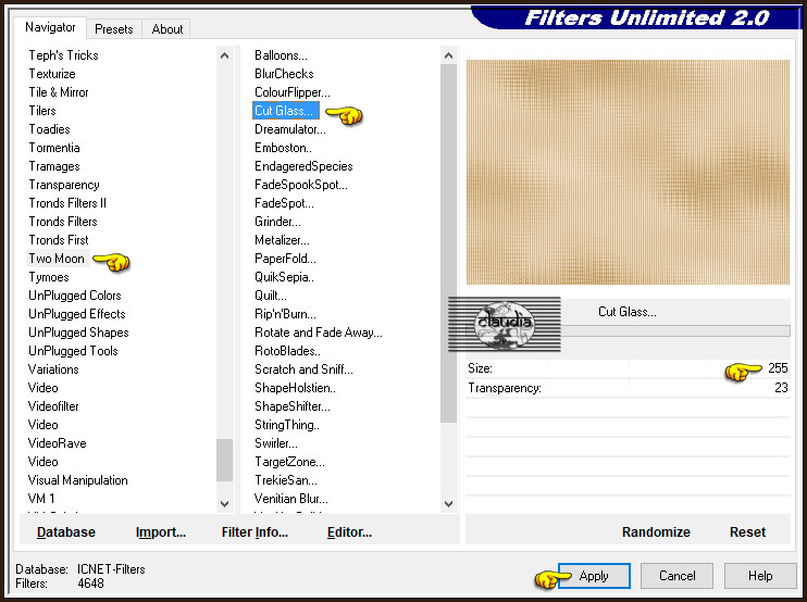 Effecten - Insteekfilters - <I.C.NET Software> - Filters Unlimited 2.0 - Two Moon - Cut Glass... :