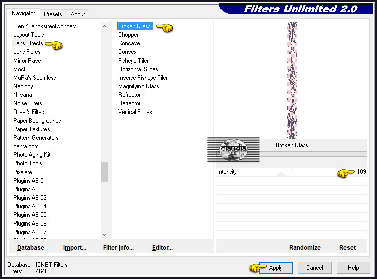 Effecten - Insteekfilters - <I.C.NET Software> - Filters Unlimited 2.0 - Lens Effects - Broken Glass :