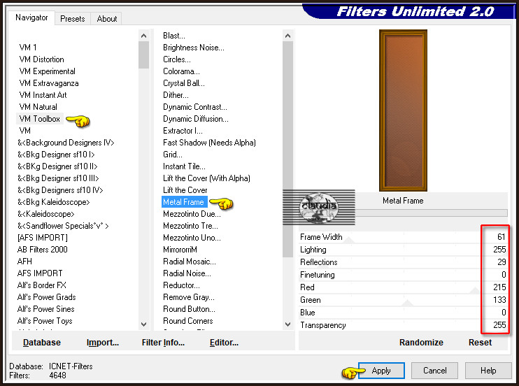 Effecten - Insteekfilters - <I.C.NET Software> - Filters Unlimited 2.0 - VM Toolbox - Metal Frame :