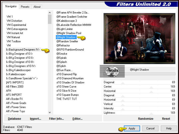 Effecten - Insteekfilters - <I.C.NET Software> - Filters Unlimited 2.0 - &<Background Designers IV> - @Night Shadow :
