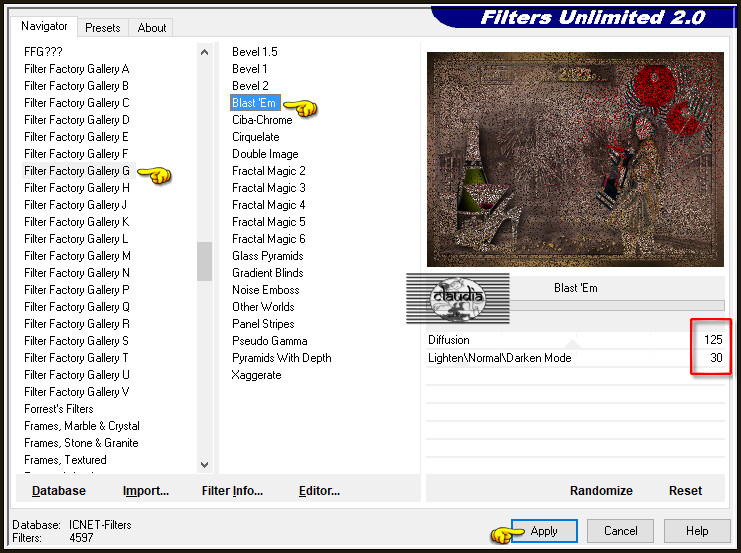 Effecten - Insteekfilters - <I.C.NET Software> - Filters Unlimited 2.0 - Filter Factory Gallery G - Blast'Em