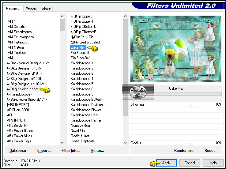 Effecten - Insteekfilters - <I.C.NET Software> - Filters Unlimited 2.0 - &<Bkg Kaleidoscope> - Cake Mix :