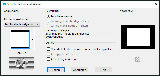 Selecties - Selectie laden/opslaan - Selectie laden uit alfkanaal : Cloclo 3