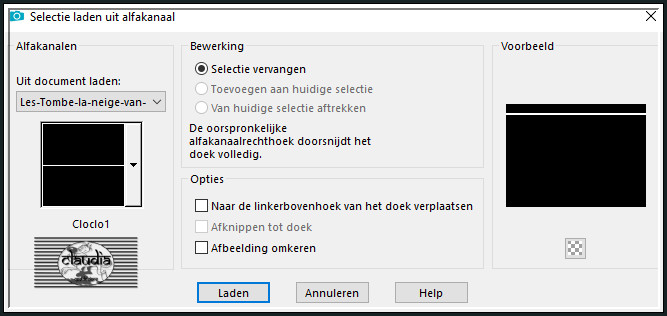 Selecties - Selectie laden/opslaan - Selectie laden uit alfkanaal : Cloclo 1