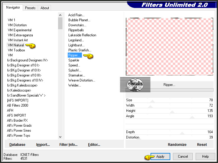 Effecten - Insteekfilters - <I.C.NET Software> - Filters Unlimited 2.0 - VM Natural - Ripper