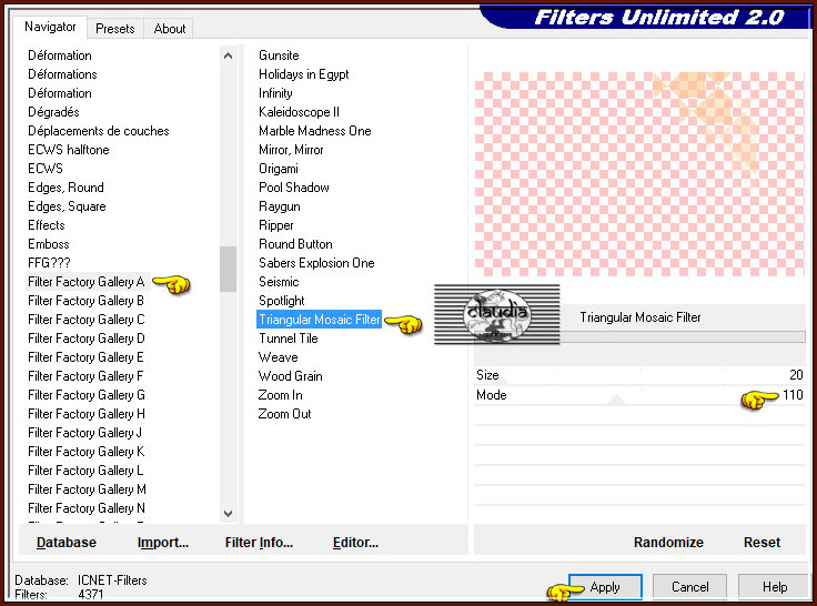 Effecten - Insteekfilters - <I.C.NET Software> - Filters Unlimited 2.0 - Filter Factory Gallery A - Triangular Mosaic Filter