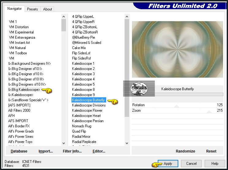 Effecten - Insteekfilters - <I.C.NET Software> - Filters Unlimited 2.0 - &<BKg Kaleidoscope> - Kaleidoscope Butterfly