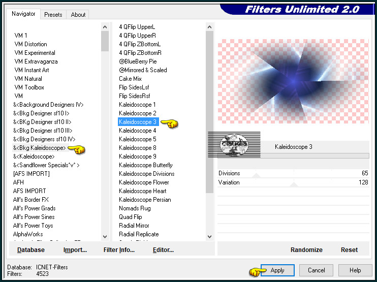 Effecten - Insteekfilters - <I.C.NET Software> - Filters Unlimited 2.0 - &<BKg Kaleidoscope> - Kaleidoscope - Kaleidoscope 3