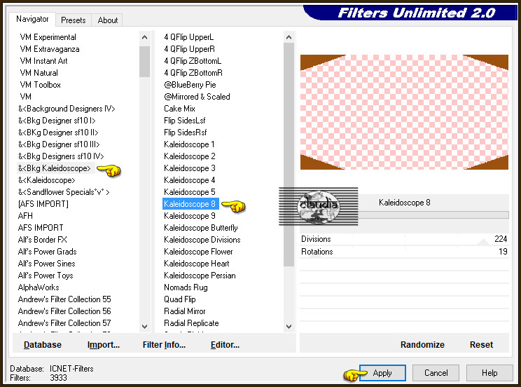 Effecten - Insteekfilters - <I.C.NET Software> - &<Bkg Kaleidoscope> - Kaleidoscope 8