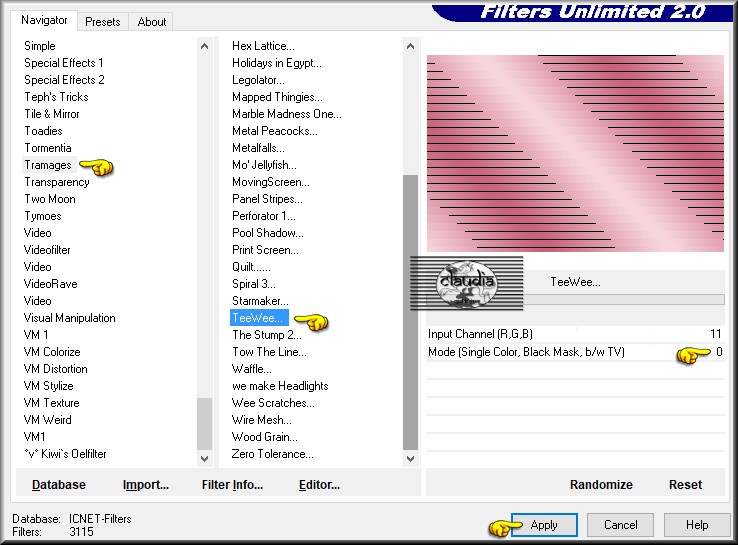 Effecten - Insteekfilters - <I.C.NET Software> - Filters Unlimited 2.0 - Tramages - TeeWee