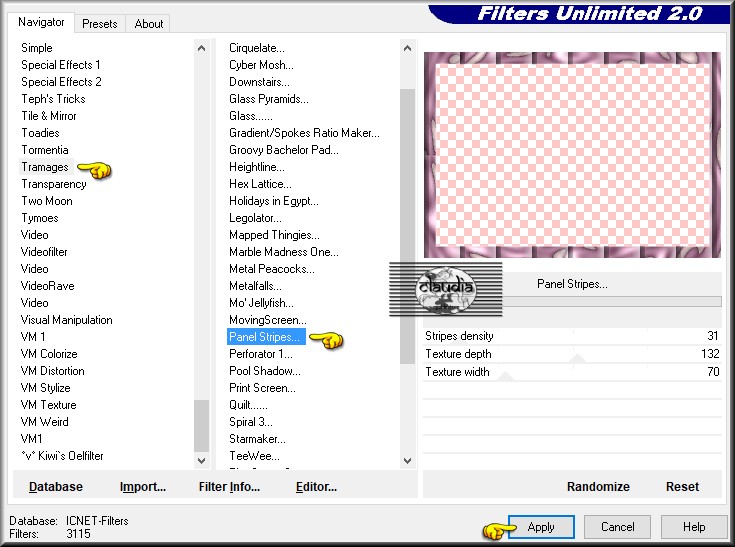 Effecten - Insteekfilters - <I.C.NET Software> - Filters Unlimited 2.0 - Tramages - Panel Stripes