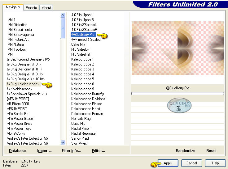 Effecten - Insteekfilters - <I.C.NET Software> - Filters Unlimited 2.0 - &<Bkg Kaleidoscope> - @BlueBerry Pie
