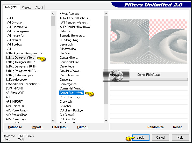Effecten - Insteekfilters - <I.C.NET Software> - Filters Unlimited 2.0 - &<Bkg Designer sf10 I> - Corner Right Wrap