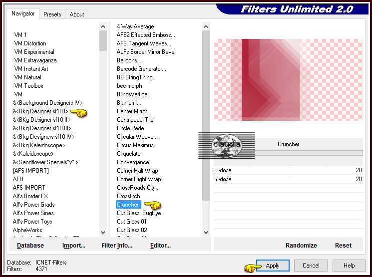 Effecten - Insteekfilters - <I.C.NET Software> - Filters Unlimited 2.0 -&<Bkg Designer sf10 I> - Cruncher