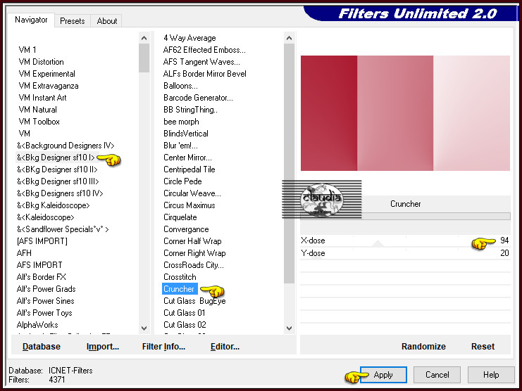 Effecten - Insteekfilters - <I.C.NET Software> - Filters Unlimited 2.0 -&<Bkg Designer sf10 I> - Cruncher