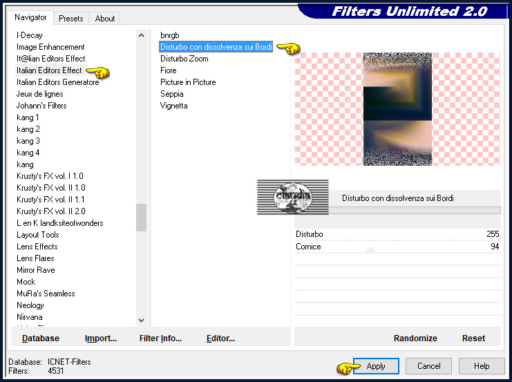 Effecten - Insteekfilters - <I.C.NET Software> - Filters Unlimited 2.0 - Italian Editors Effect - Disturbo con dissolvenza sui Bordi