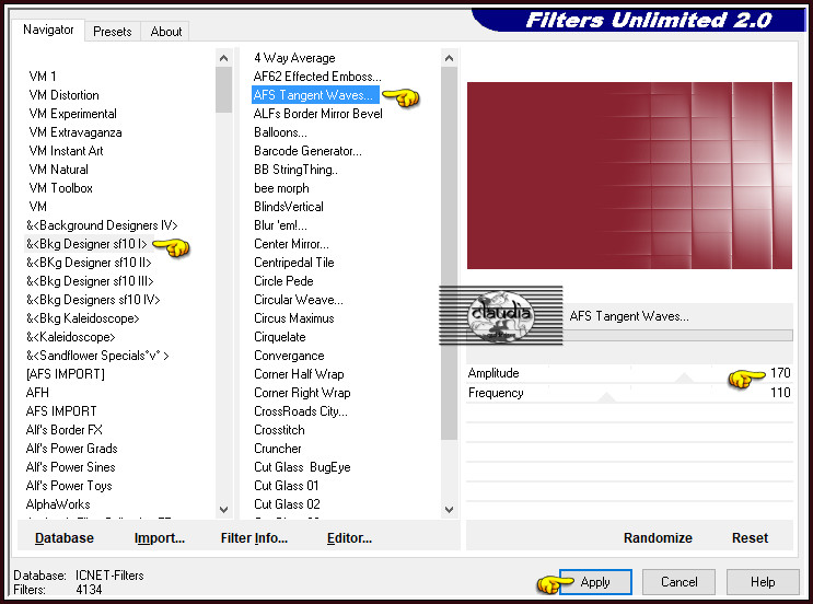 Effecten - Insteekfilters - <I.C.NET Software> - Filters Unlimited 2.0 - &<Bkg Designer sf10 I> - AFS Tangent Waves