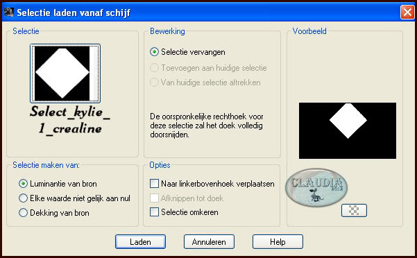 Selecties - Selectie laden/opslaan - Selectie laden vanaf schijf : Select_kylie_1_crealine