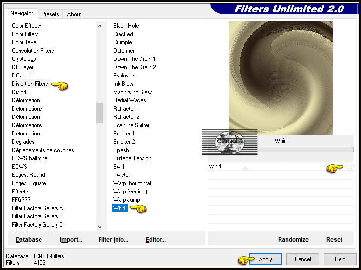 Effecten - Insteekfilters - <I.C.NET Software> - Filters Unlimited 2.0 - Distortion Filters - Whirl