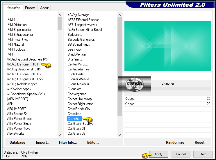 Effecten - Insteekfilters - <I.C.NET Software> - Filters Unlimited 2.0 - &Bkg Designer sf10 I - Cruncher