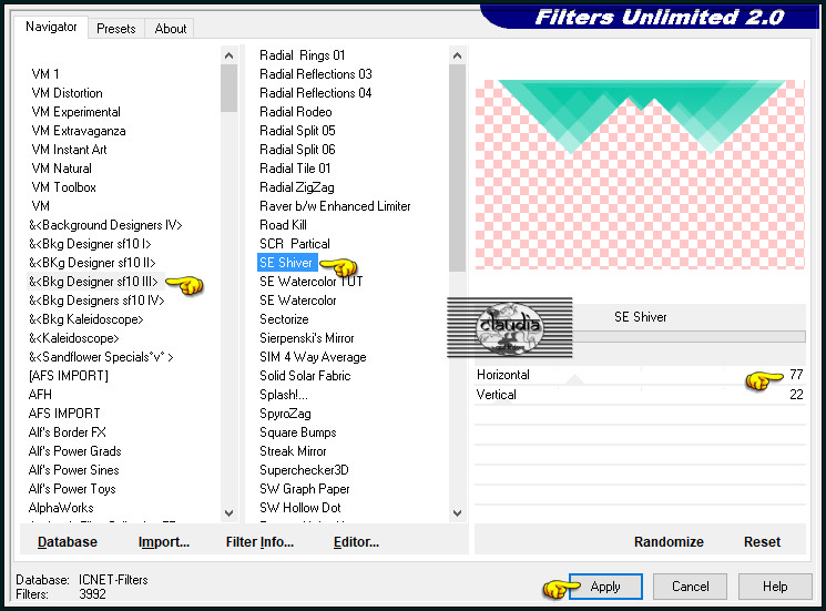 Effecten - Insteekfilters - <I.C.NET Software> - Filters Unlimited 2.0 - &<Bkg Designer sf10 III> - SE Shiver 