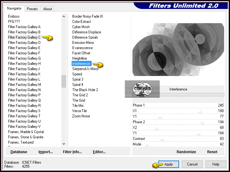 Effecten - Insteekfilters - <I.C.NET Software> - Filters Unlimited 2.0 - Filter Factory Gallery C - Interference