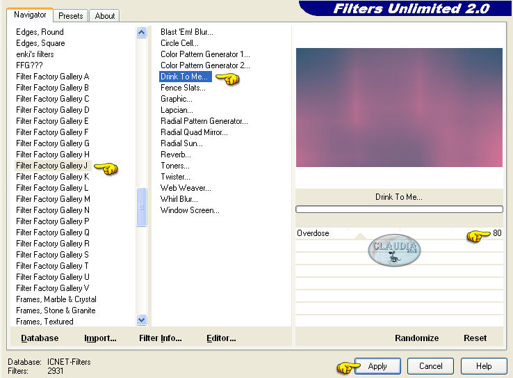 Instellingen filter Filters Unlimited 2.0 - Filter Factory Gallery J - Drink To Me