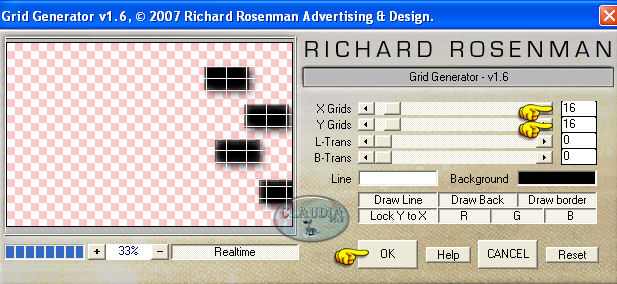 Instellingen filter Richard Rosenman - Grid Generator 