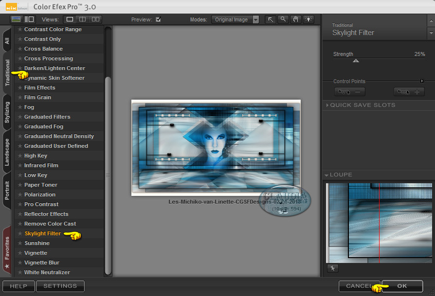 Instellingen filter Nik Software - Color Efex Pro 3.0 Complete - Skylight Filter