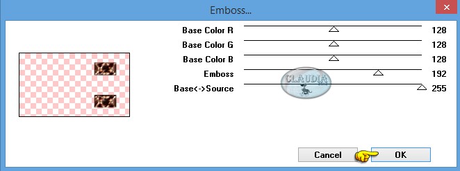 Instellingen filter MuRa's Seamless - Emboss