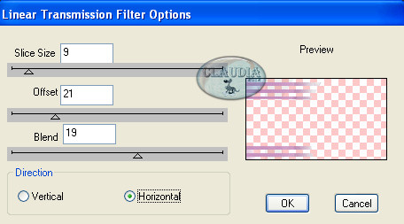 Instellingen filter DSB Flux - Linear Transmission