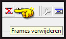 Klik met de muis in het 1ste frame en verwijder deze door op dit icoontje te klikken