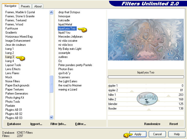 Instellingen filter Filters Unlimited 2.0 - ang 3 - Liquid you Too