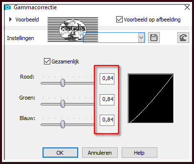 Druk op de sneltoetsen "Shift + G" (= Gammacorrectie )