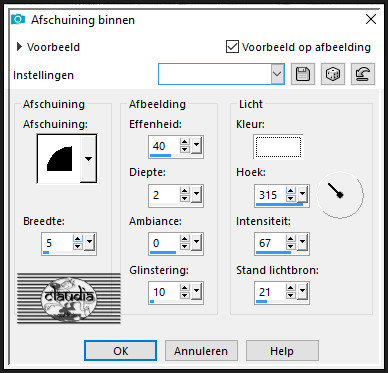 Effecten - 3D-Effecten - Afschuining binnen